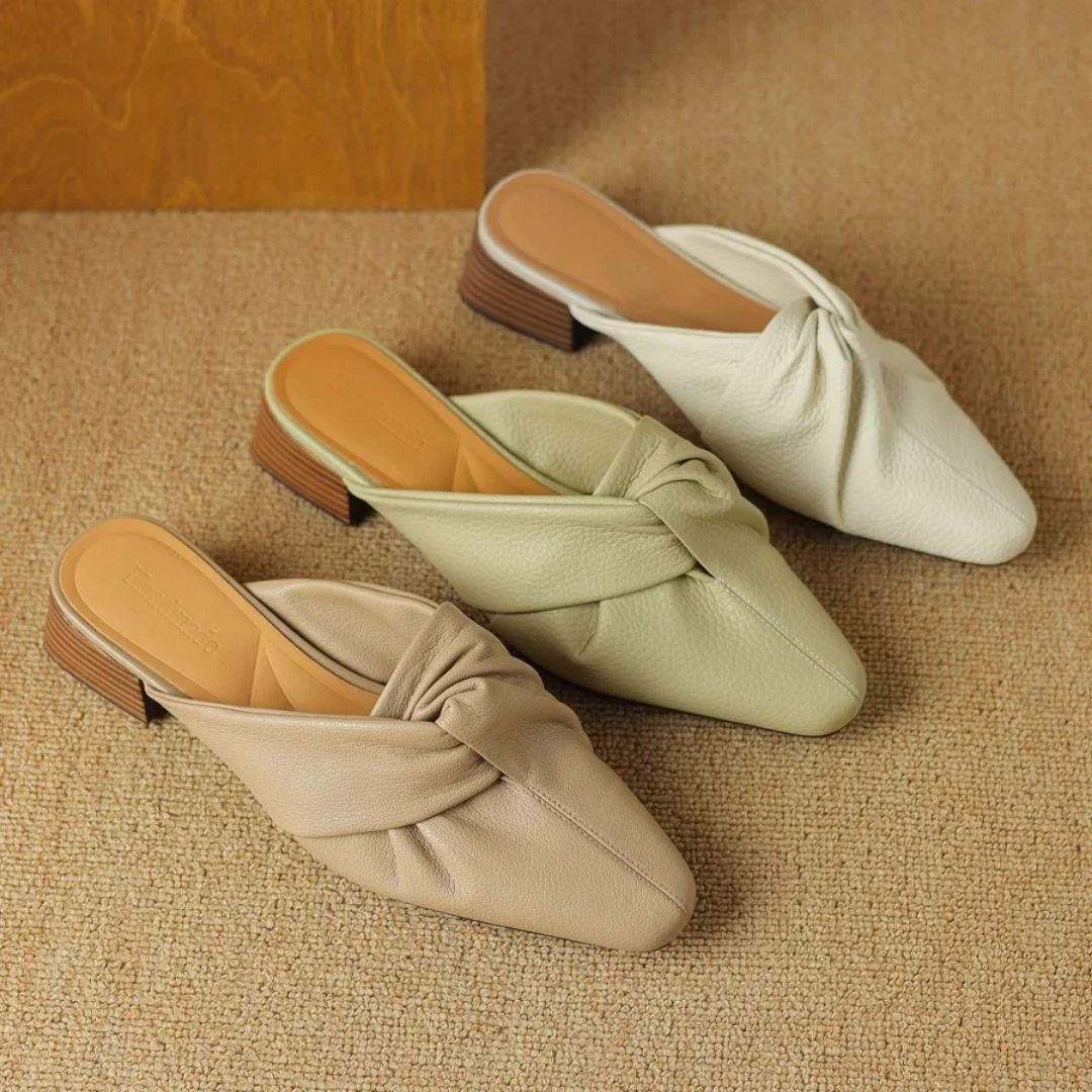 Bow-Knot Leather Mules